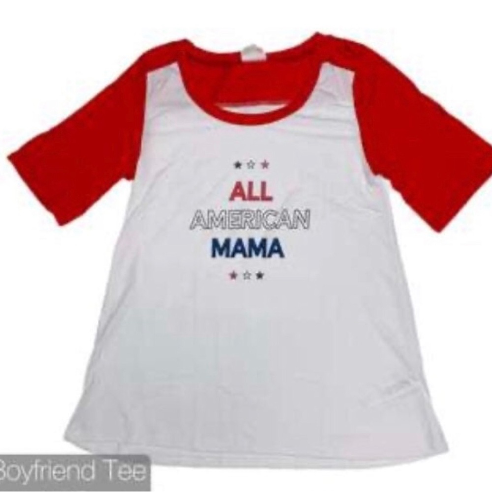 Lularoe 2XL Boyfriend Shirt ALL AMERICAN MAMA
